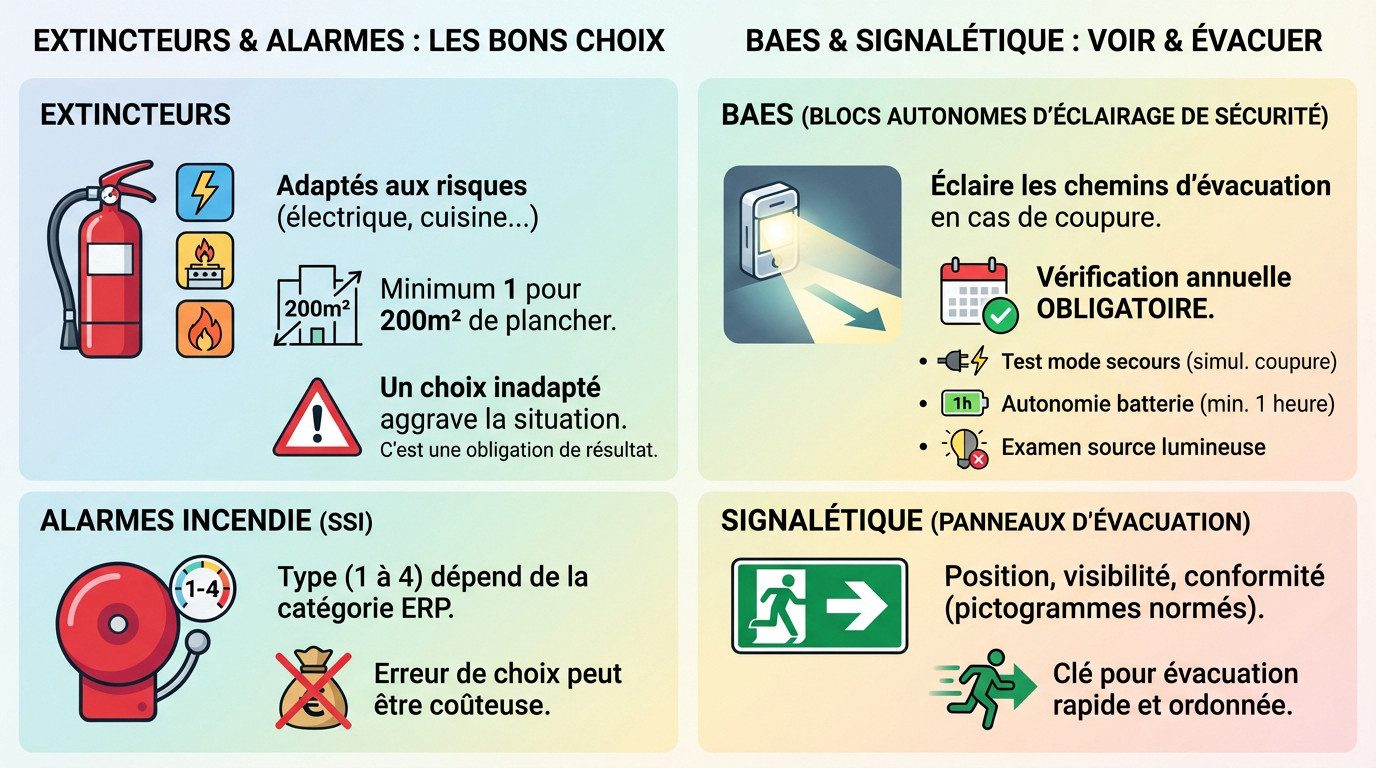 Équipements de sécurité incendie ERP : extincteurs, alarme et signalétique