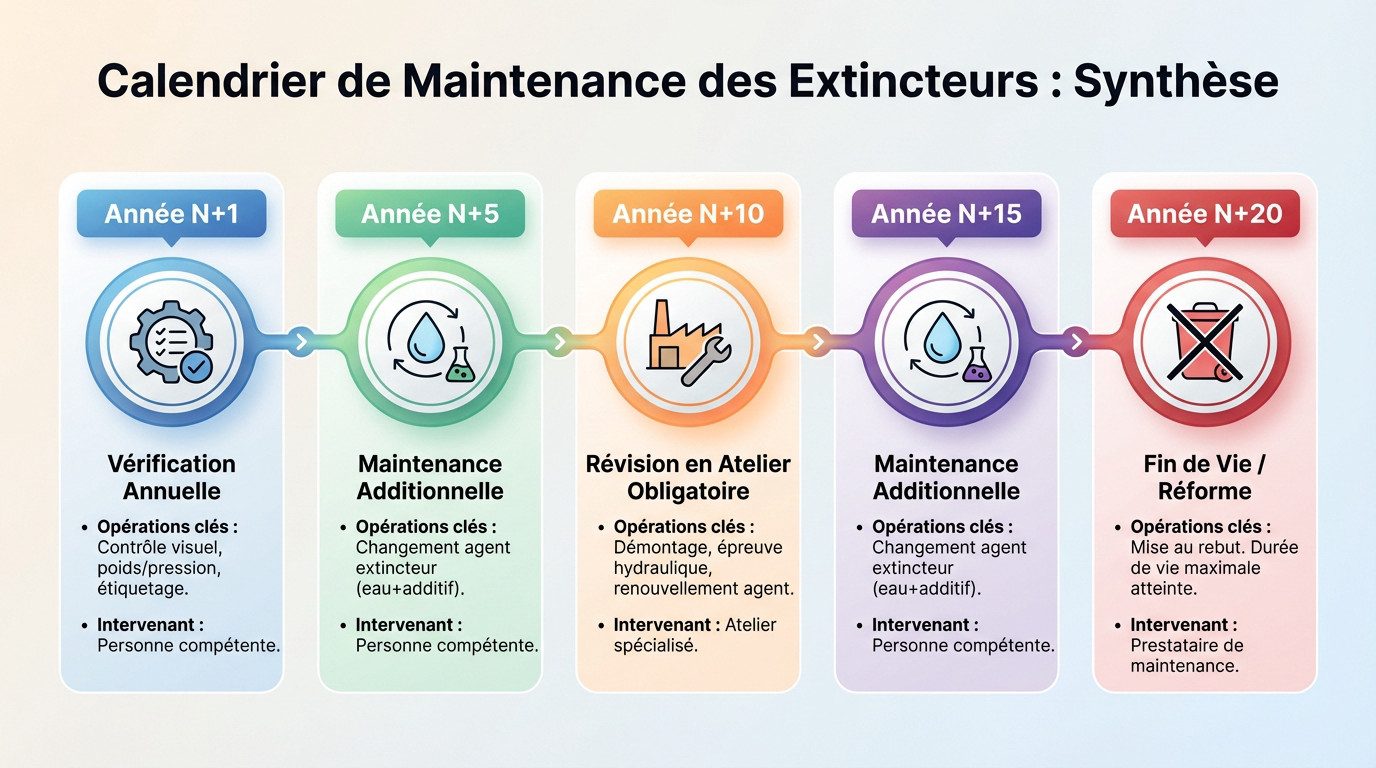 Calendrier des échéances de maintenance extincteur selon la norme NF S 61-919