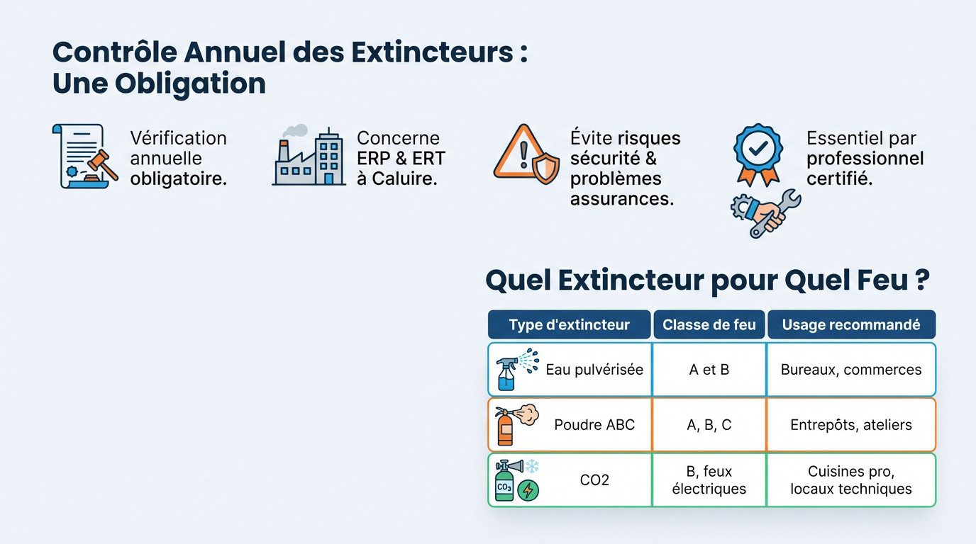 Vérification de conformité d'un extincteur dans un local commercial à Caluire-et-Cuire