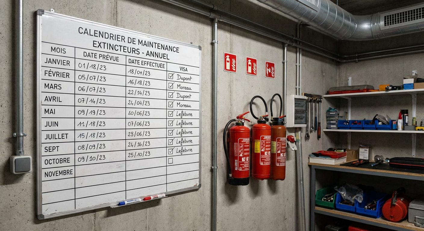 calendrier maintenance extincteurs local technique pme