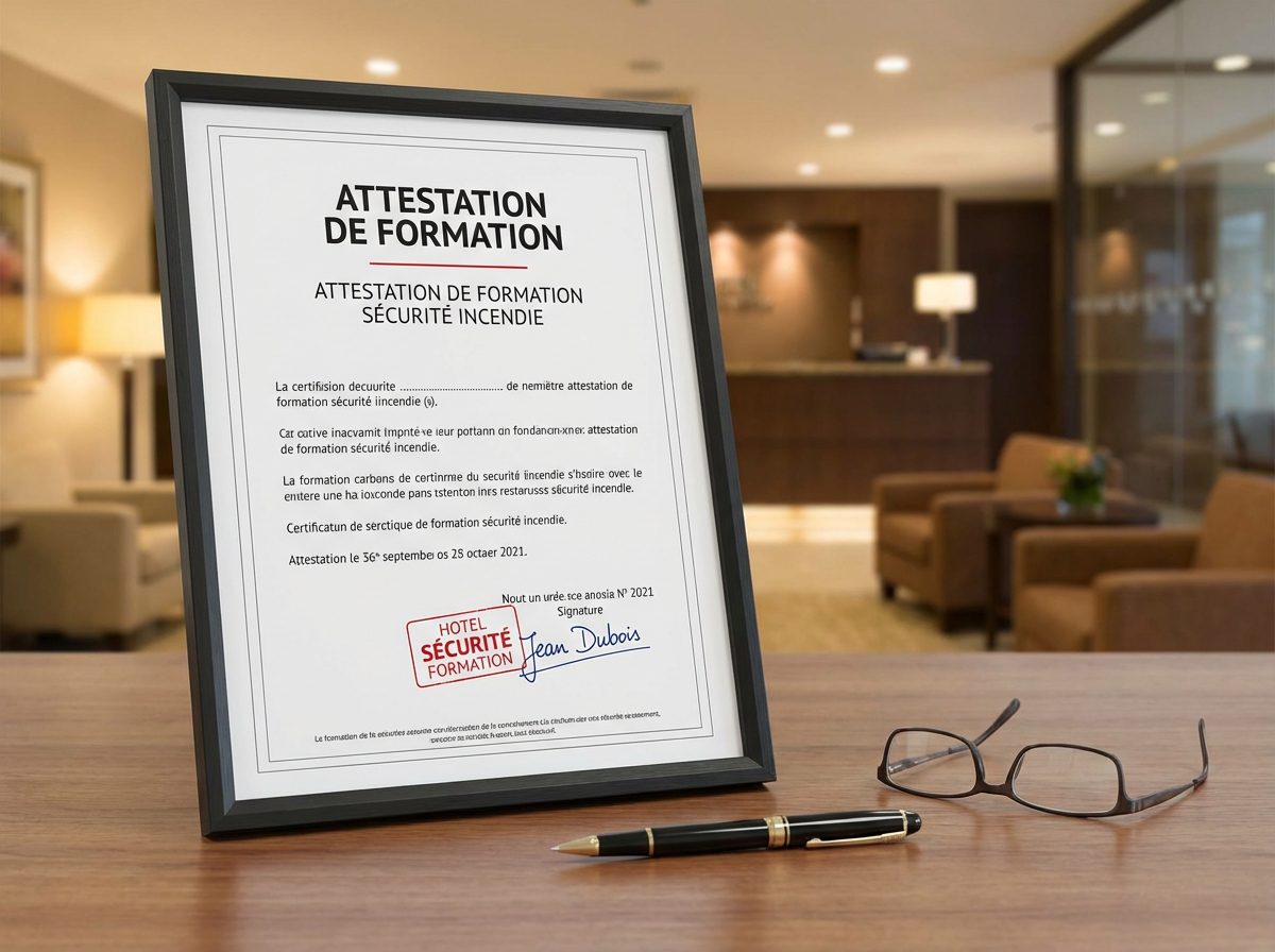 Attestation de formation extincteur pour employes hotel