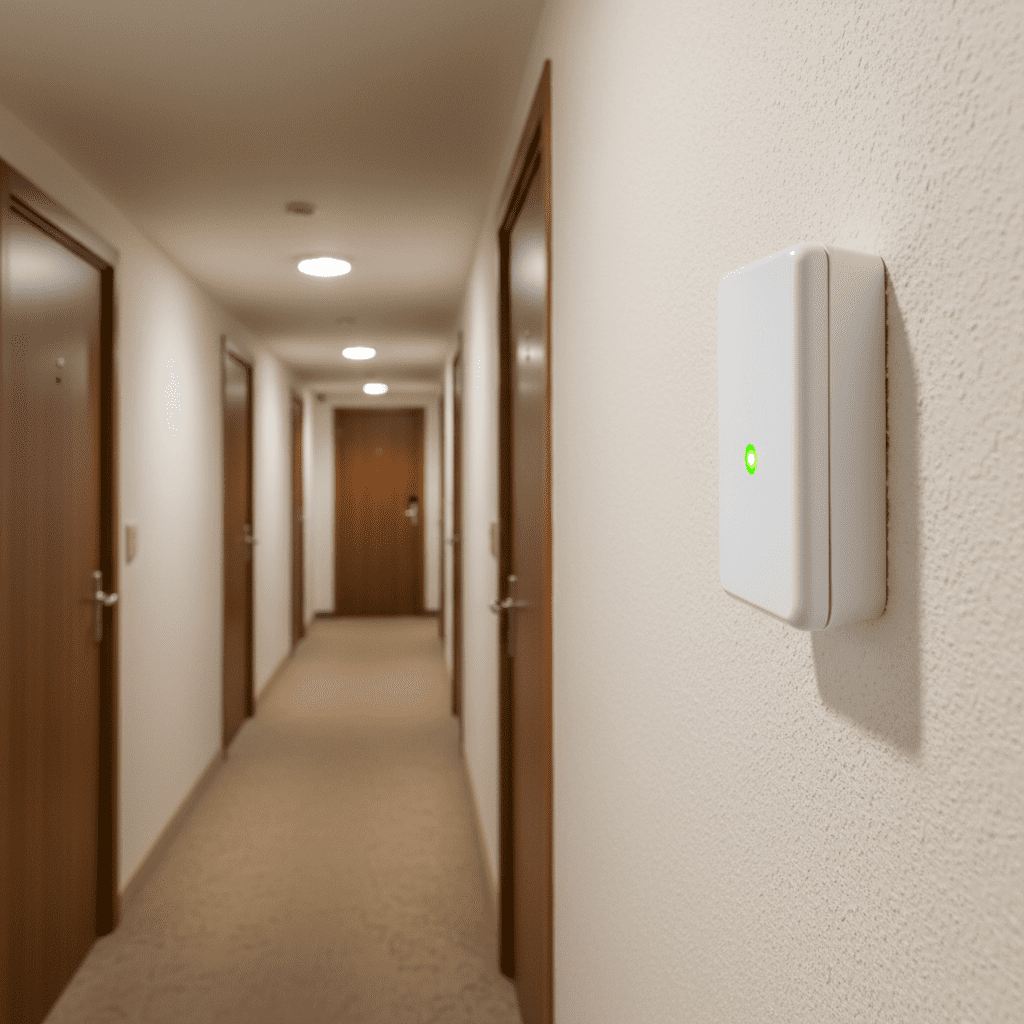 Bloc BAEH installé dans un couloir d'immeuble d'habitation