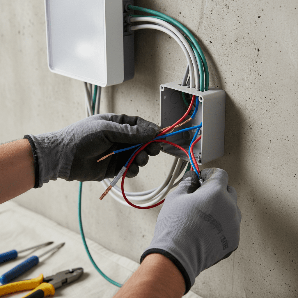 Cablage et raccordement electrique d un bloc BAES