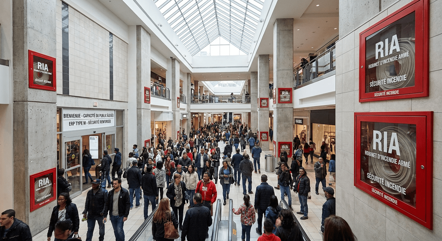 Centre commercial avec postes RIA obligatoires pour ERP de type M
