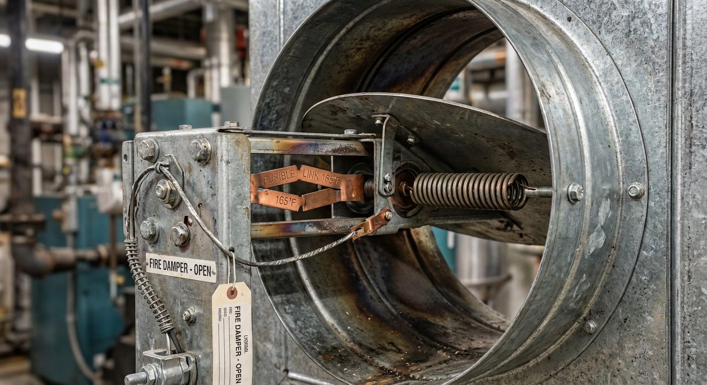 Clapet coupe-feu circulaire avec fusible thermique