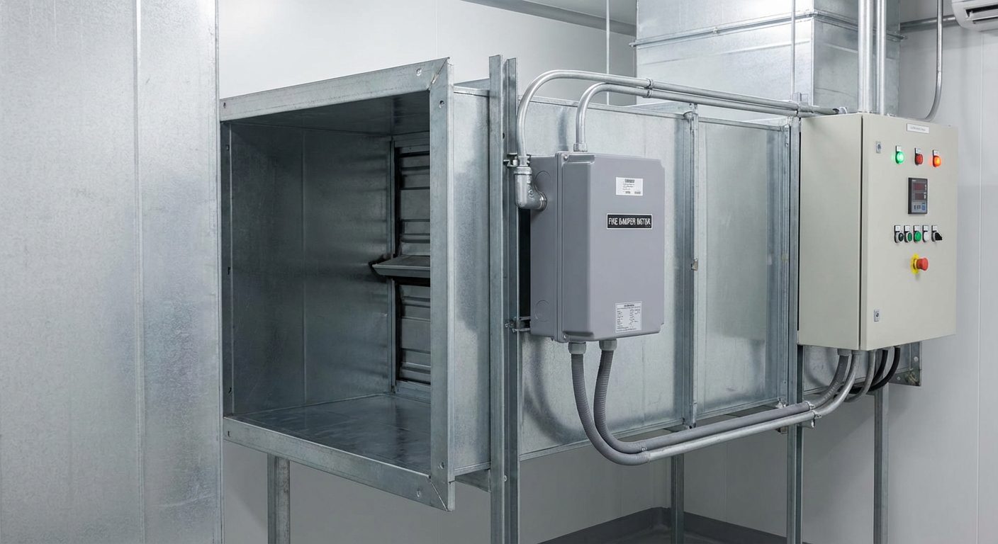 Clapet coupe-feu motorise avec actionneur electrique