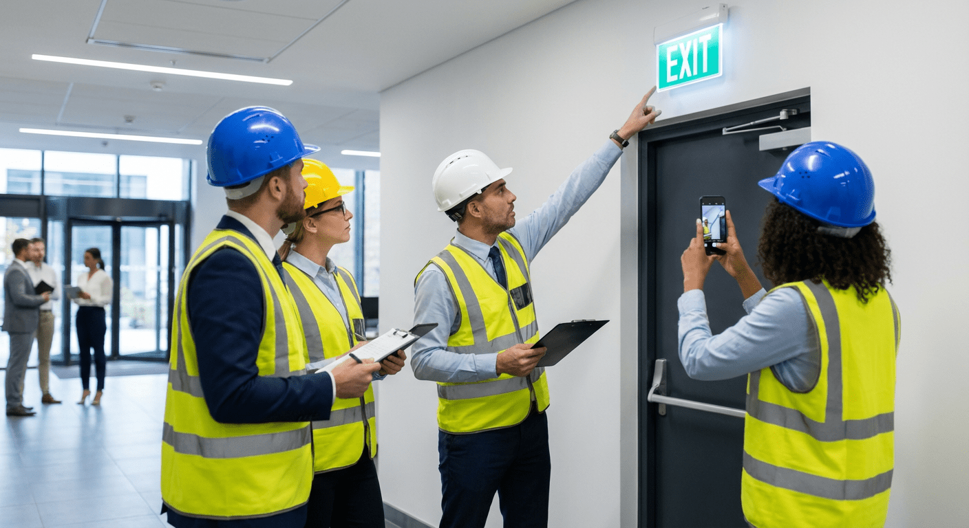 Commission de sécurité inspectant un établissement recevant du public