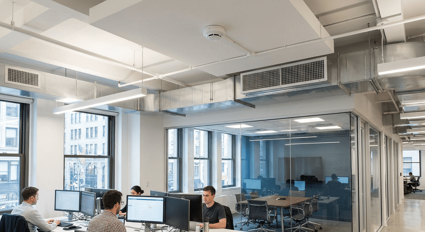 Détecteur de fumée relié à un système de ventilation automatique