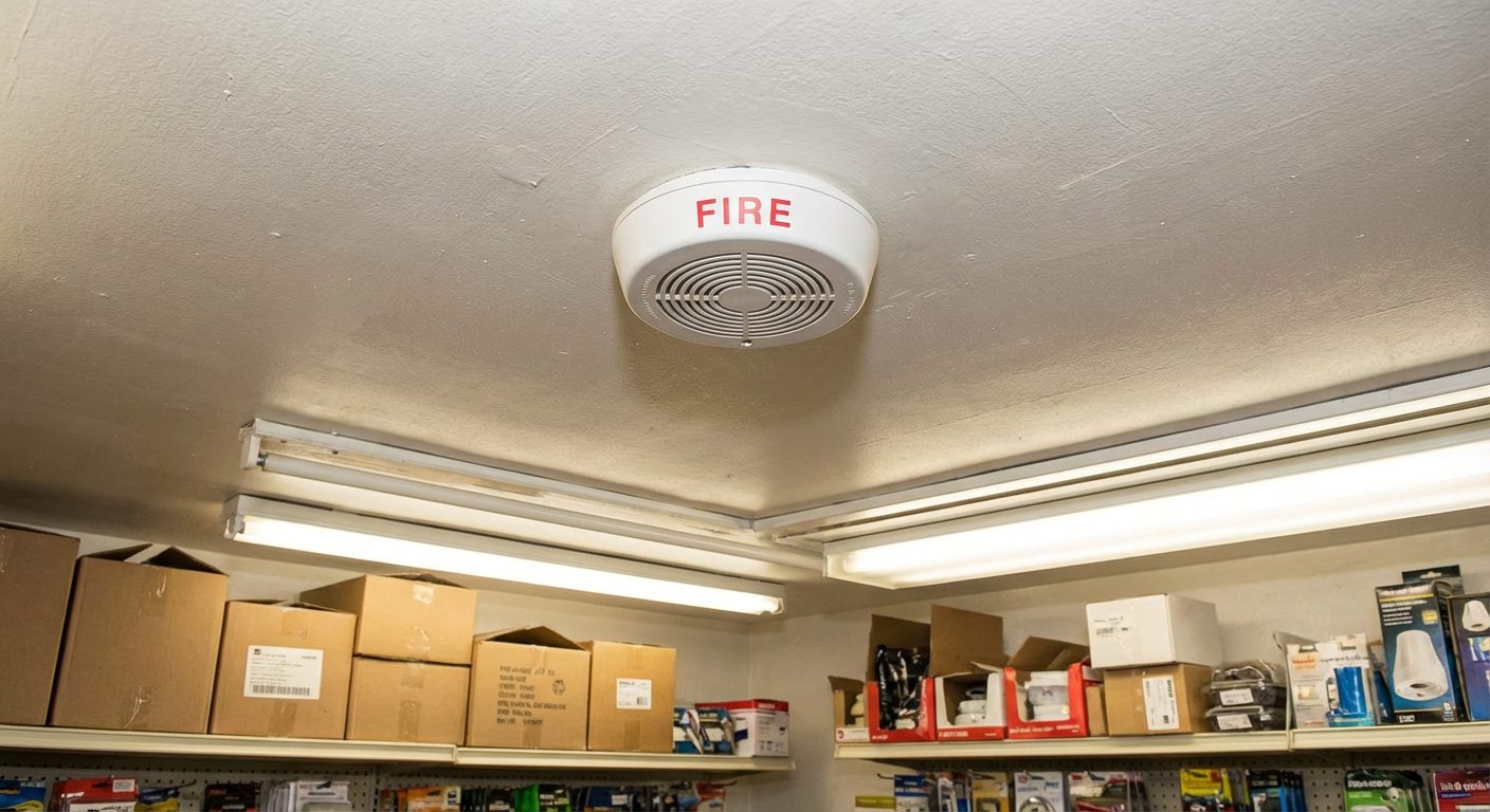 Diffuseur sonore d'alarme incendie fixé au plafond