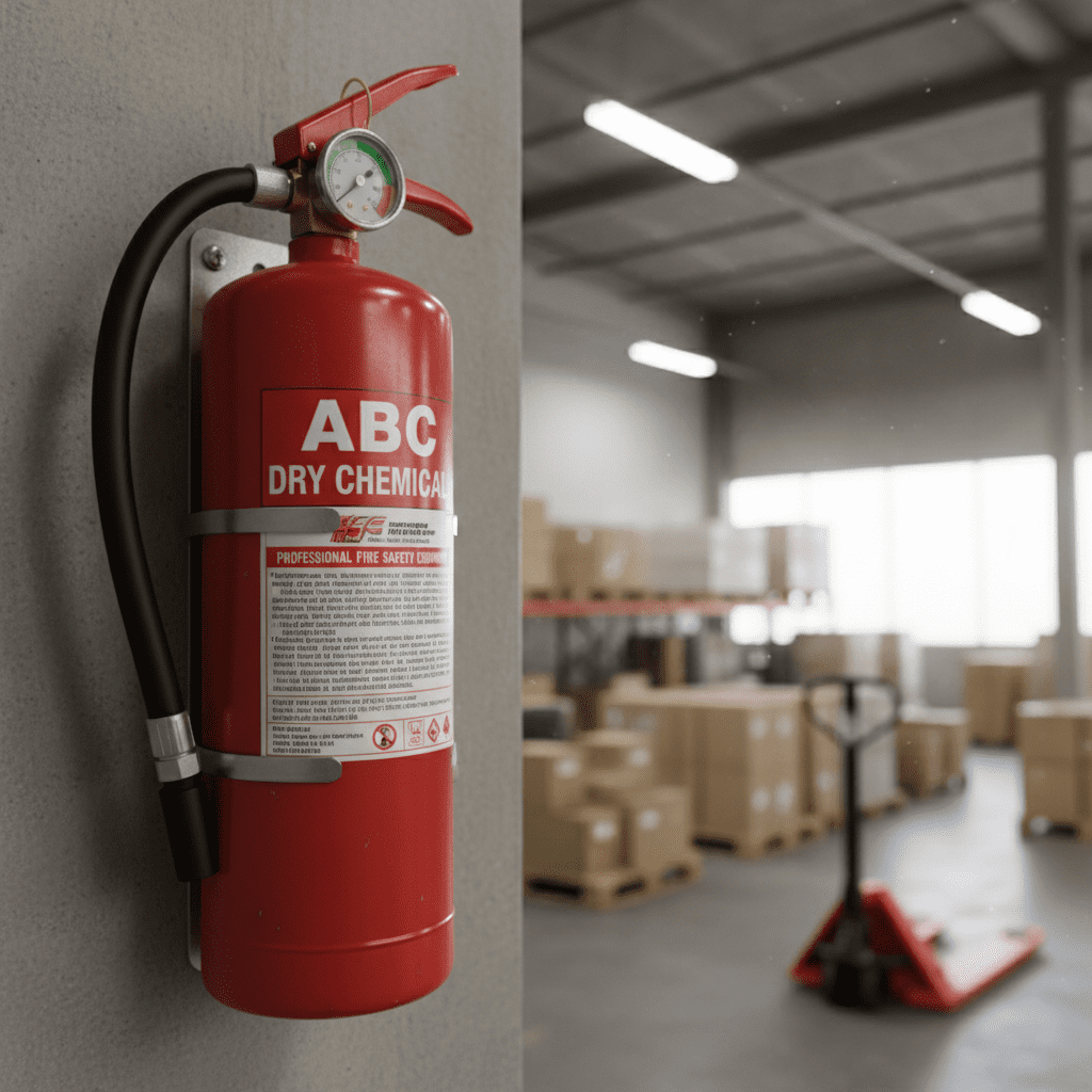 Extincteur a poudre ABC en milieu industriel