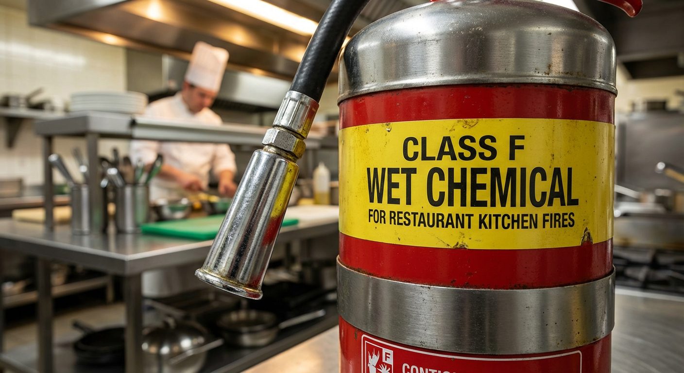 Extincteur à agent chimique humide pour feux de classe F