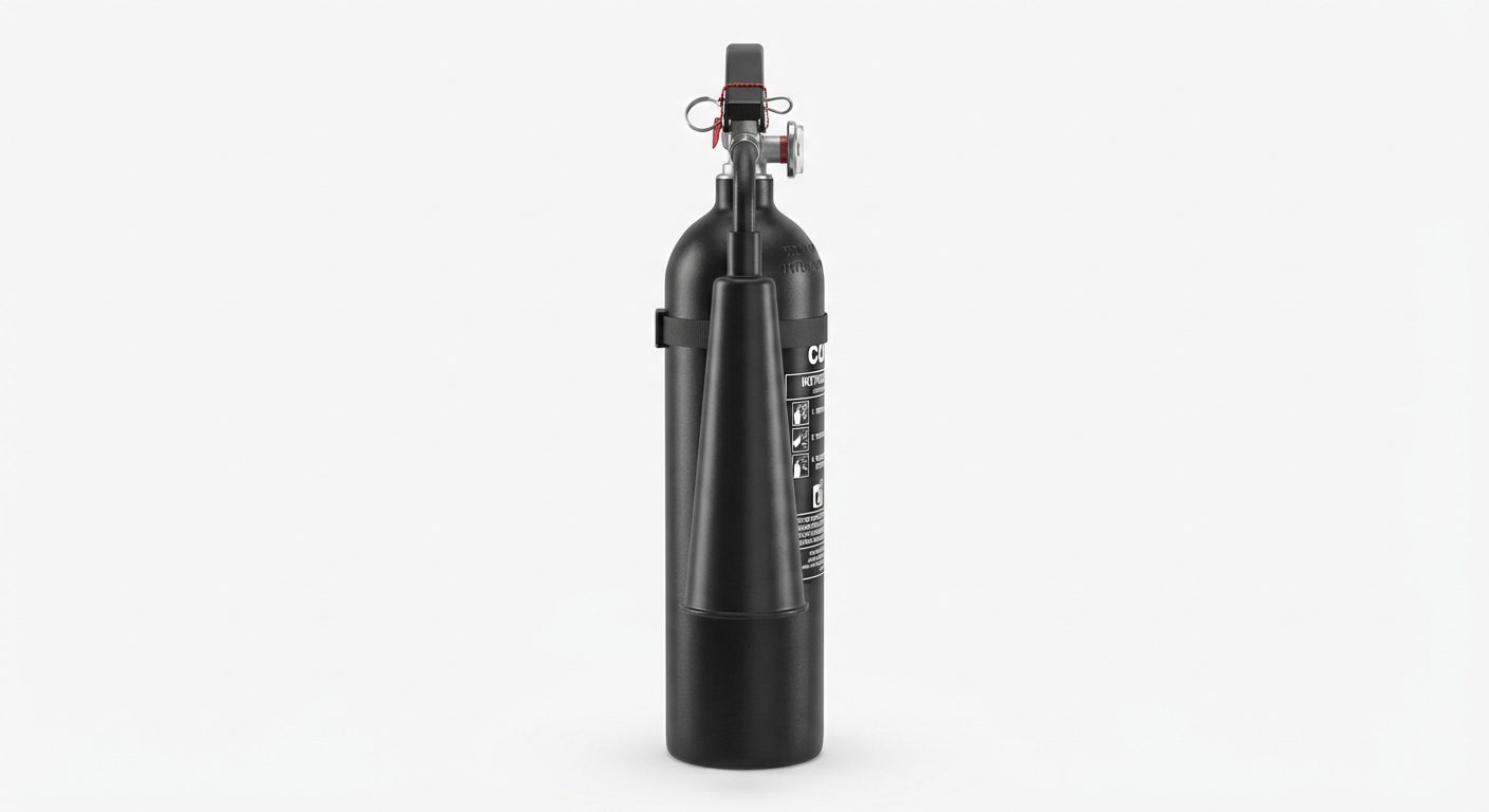 extincteur co2 noir avec trompette de diffusion