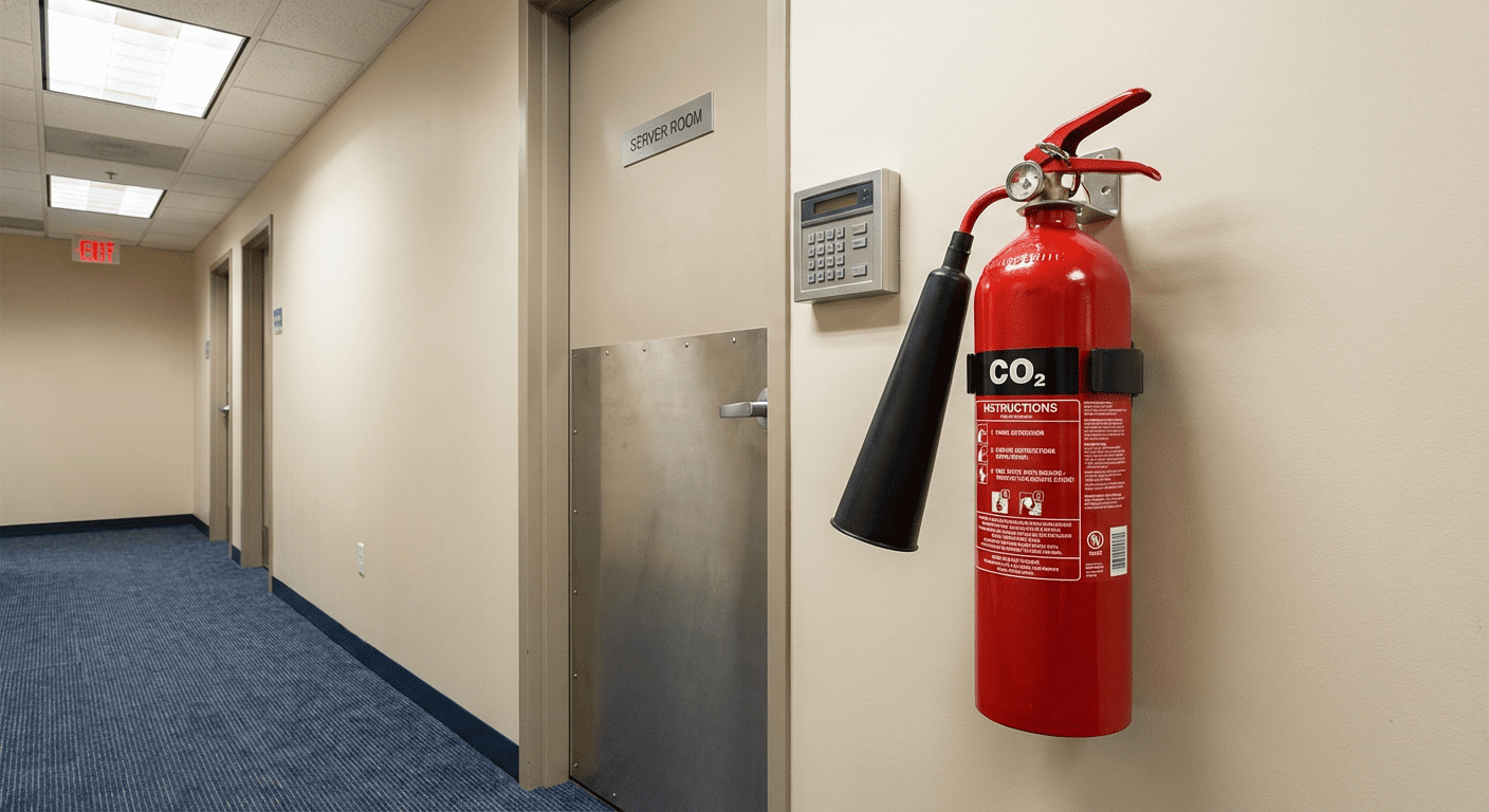 Extincteur CO2 pres d une salle serveur de bureau