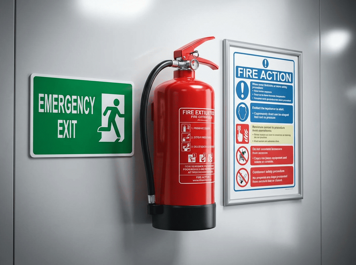 Kit extincteur et panneaux de signaletique securite incendie pour commerce