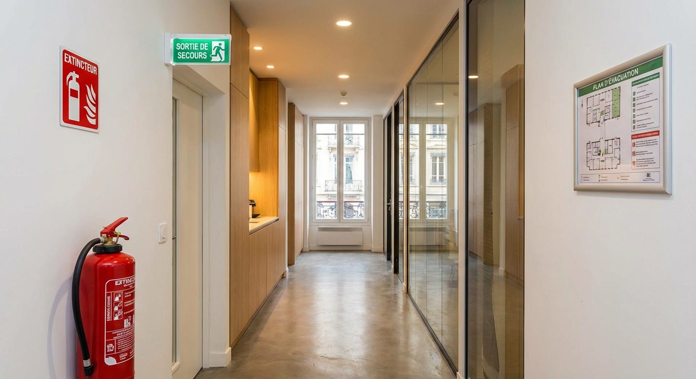 signaletique extincteur couloir immeuble professionnel Lyon