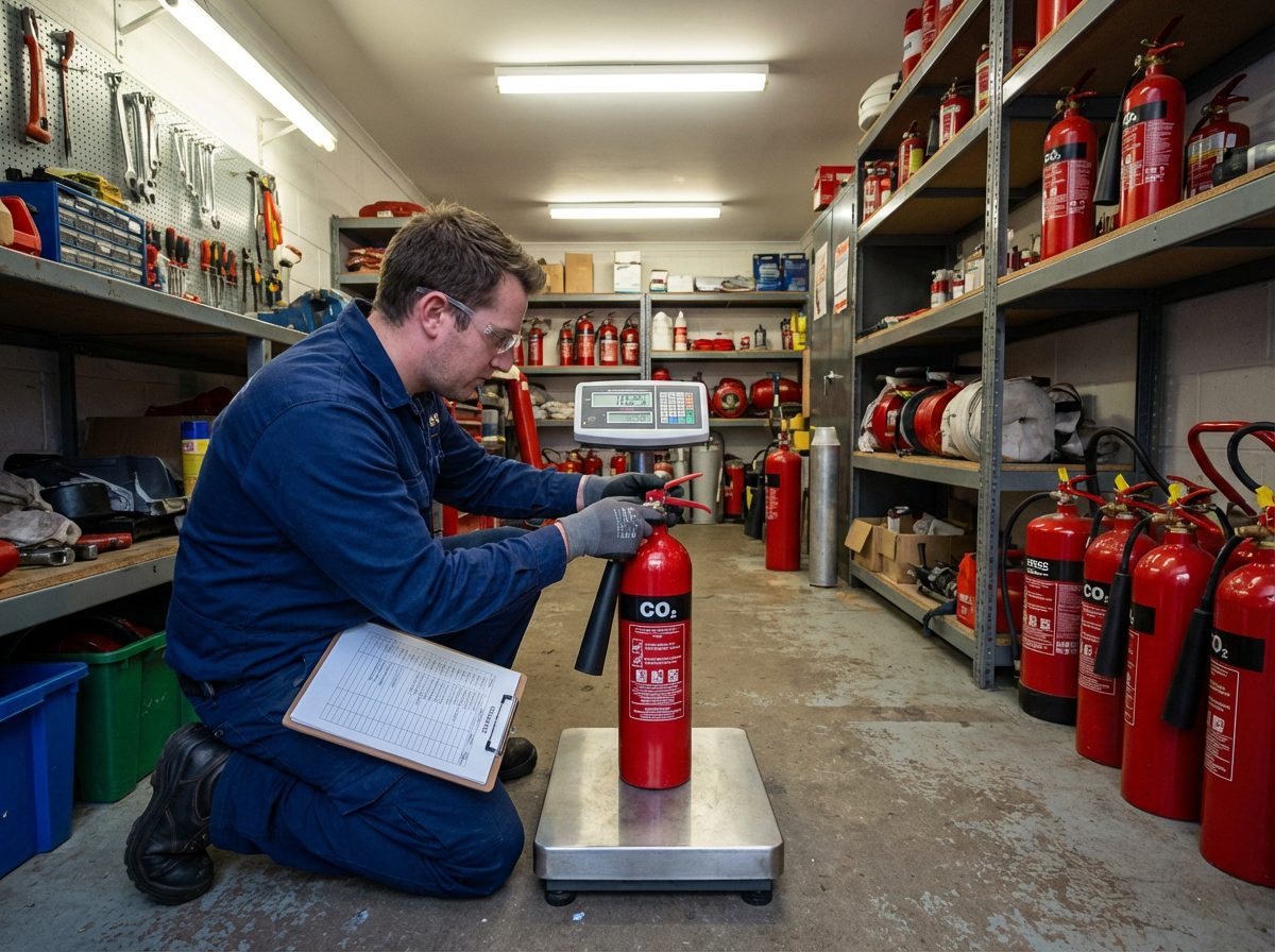 Test de pesee extincteur CO2 verification charge