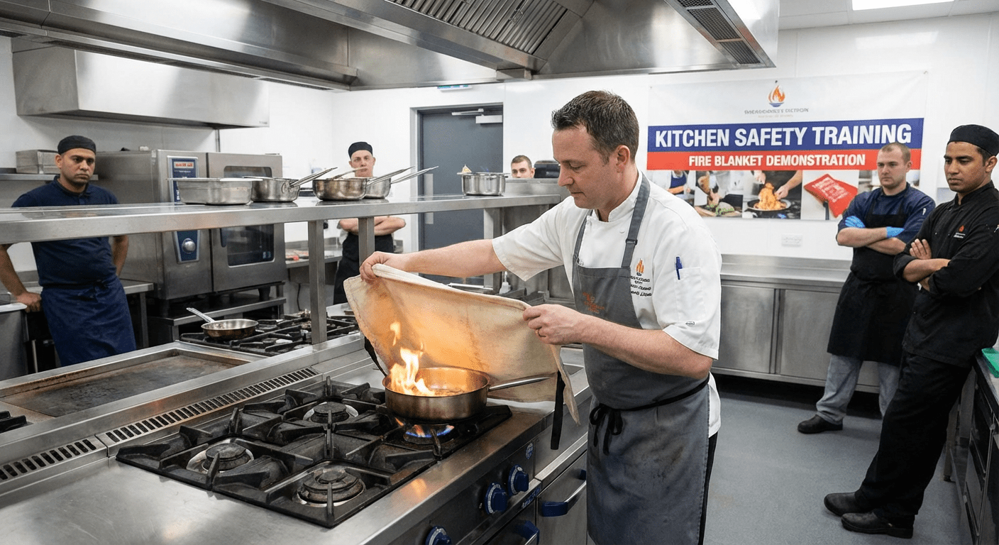 Formation à l’utilisation de la couverture anti-feu en cuisine