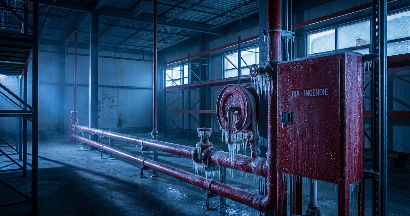 Tuyaux de robinet incendie arme geles en hiver necessitant une verification hivernale