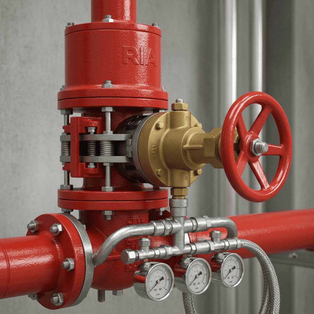Gros plan sur le robinet de commande d'un RIA incendie