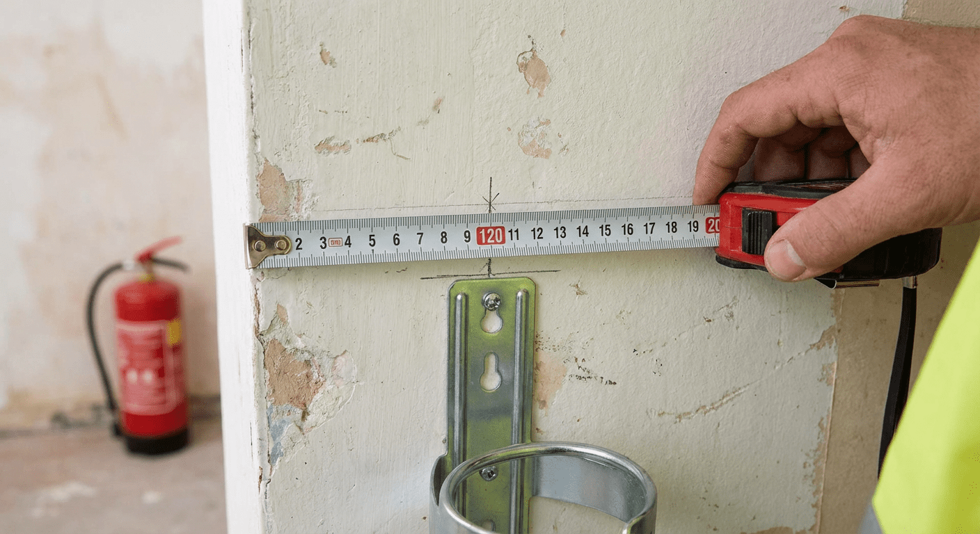 Hauteur de fixation réglementaire d'un extincteur à 1,20 mètre