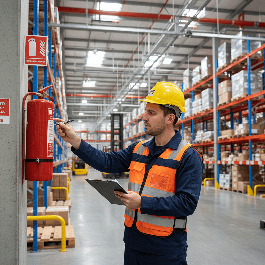 Inspection securite incendie dans un entrepot