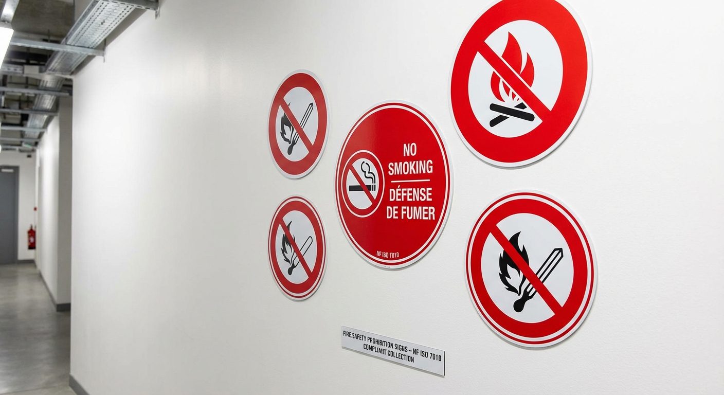 Panneaux d'interdiction incendie conformes aux normes NF
