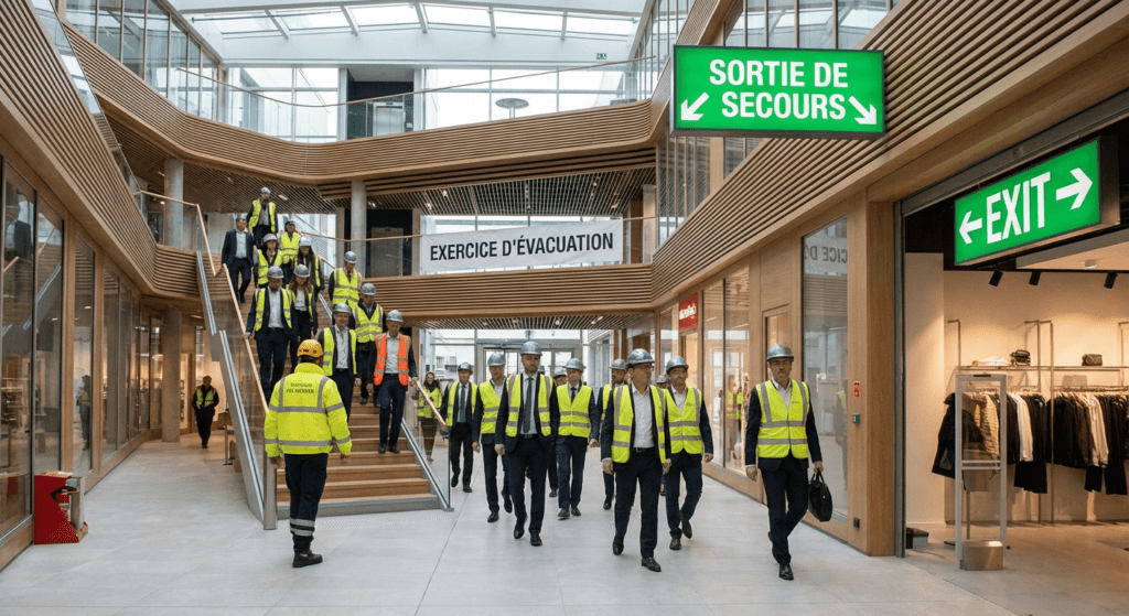 Formation guide-file et serre-file Lyon 3 Exercice evacuation incendie dans immeuble de bureaux