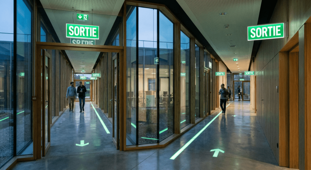 Plans évacuation incendie conformes NF X 08-070 pour bâtiment professionnel