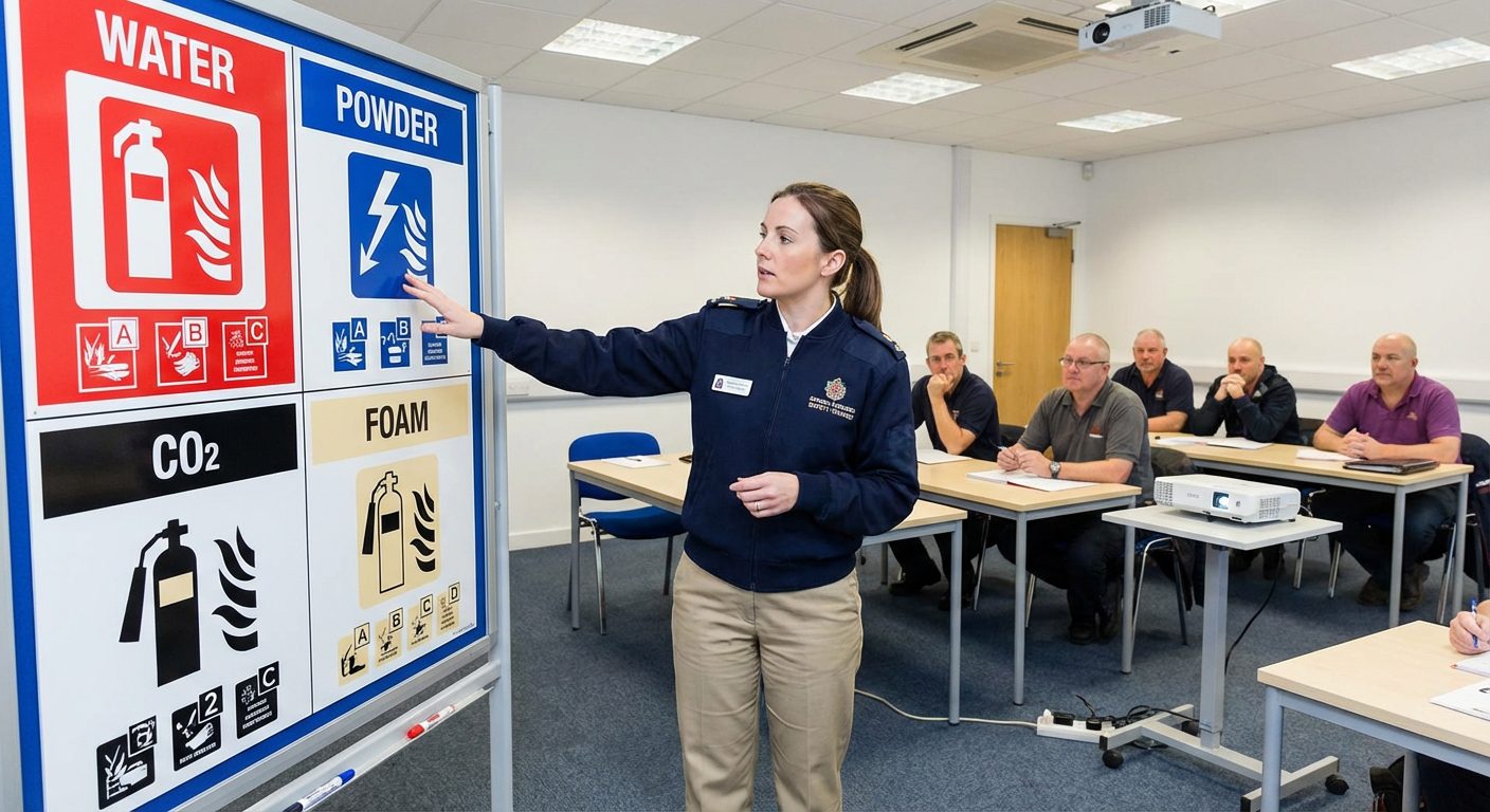 formateur types extincteurs panneau pedagogique eau poudre co2 mousse