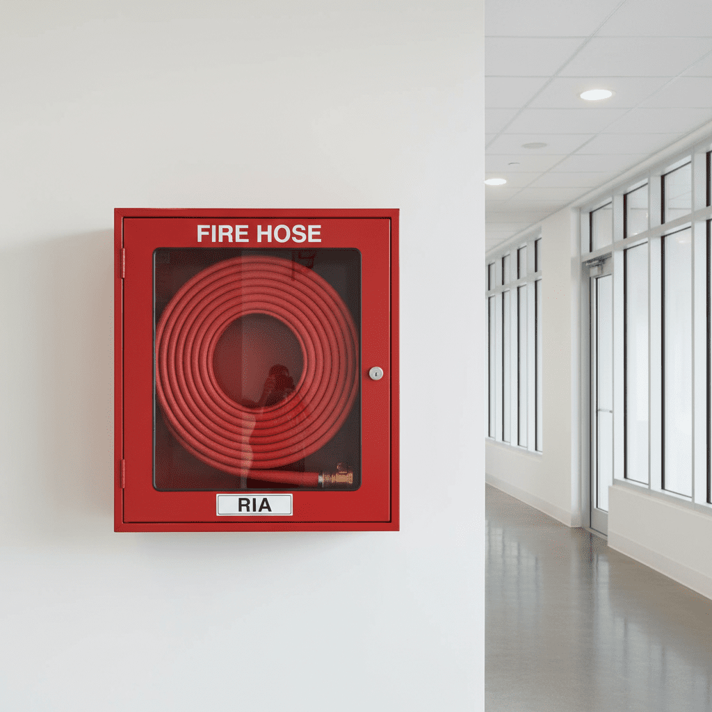 RIA robinet incendie arme installe dans un couloir