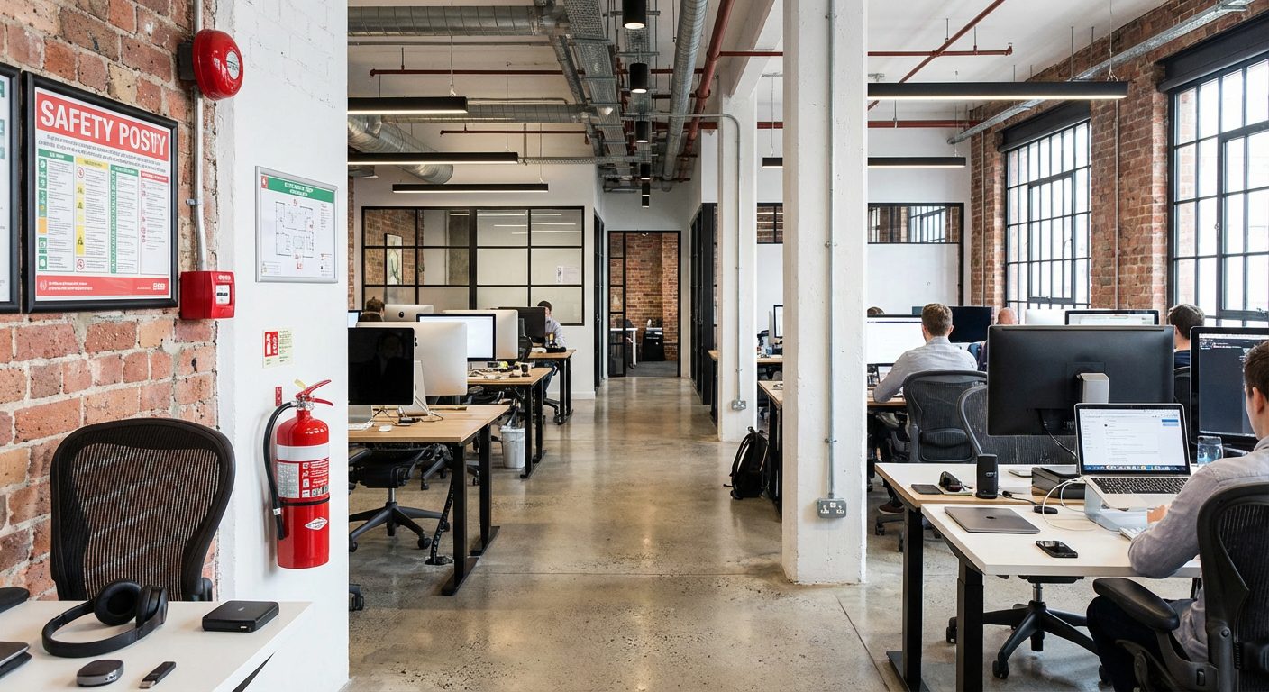 Équipement sécurité incendie dans des bureaux de startup à Villeurbanne