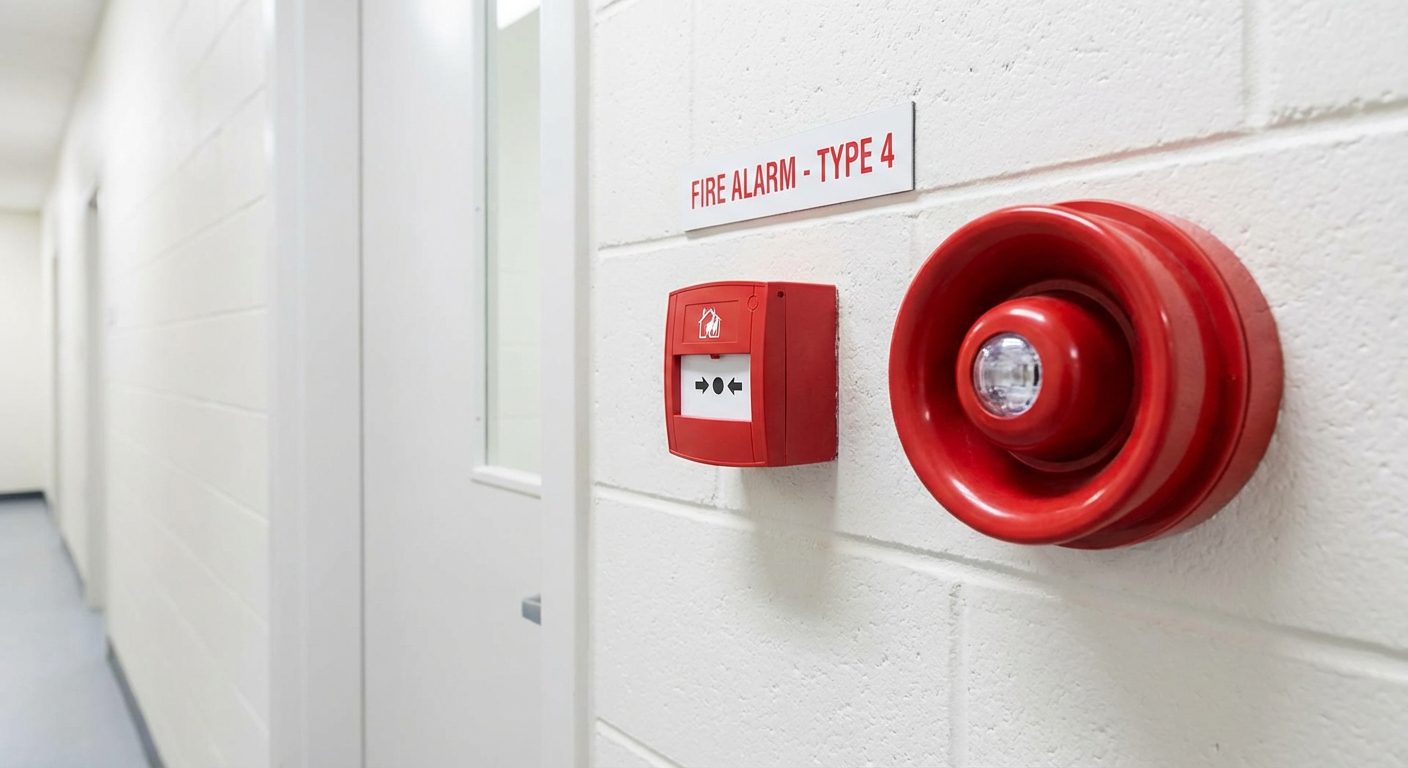 Système d'alarme incendie type 4 avec déclencheur manuel et diffuseur sonore
