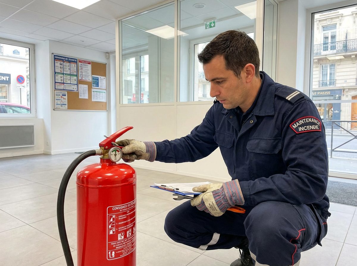 Technicien vérification pression extincteur Lyon