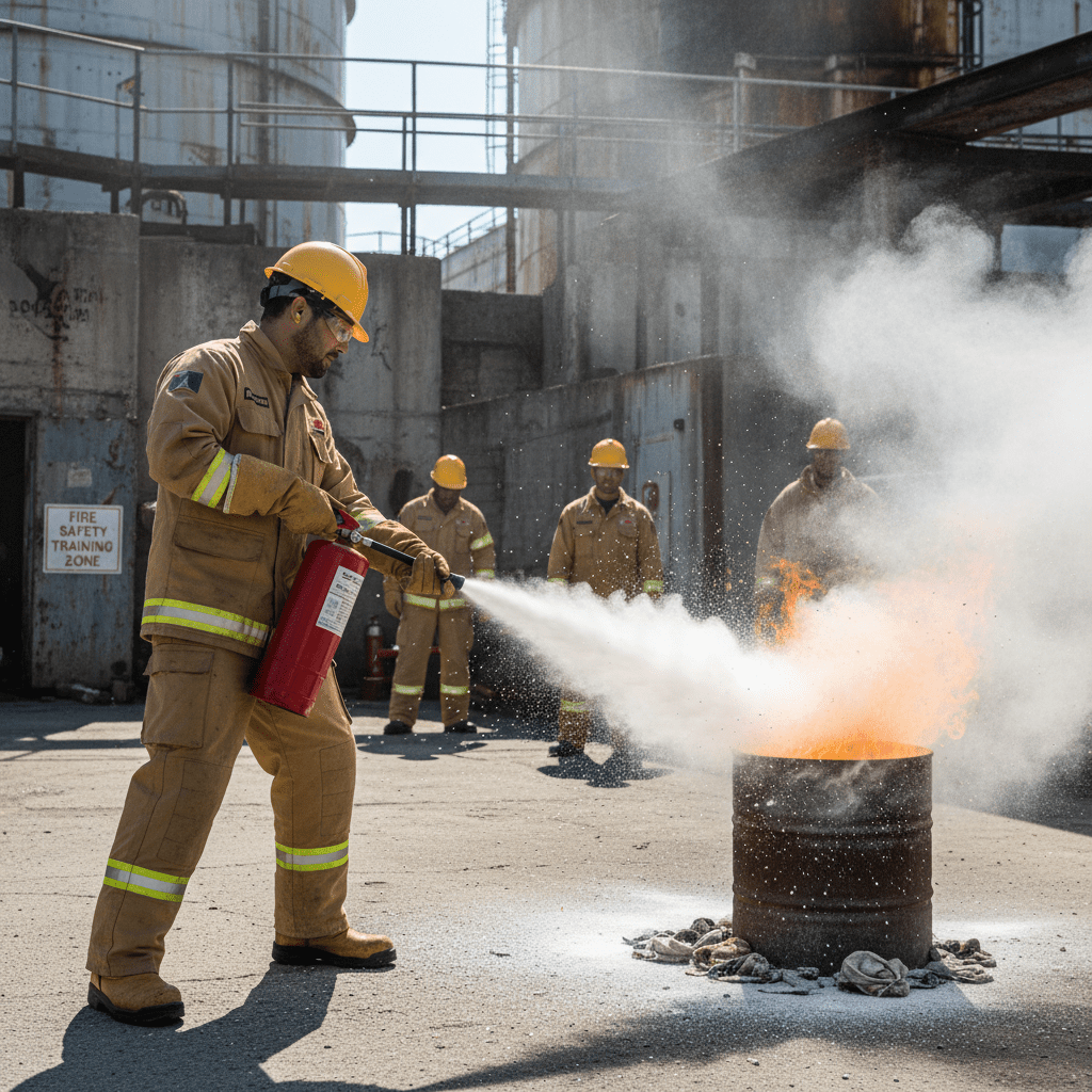 Utilisation extincteur a poudre sur un depart de feu