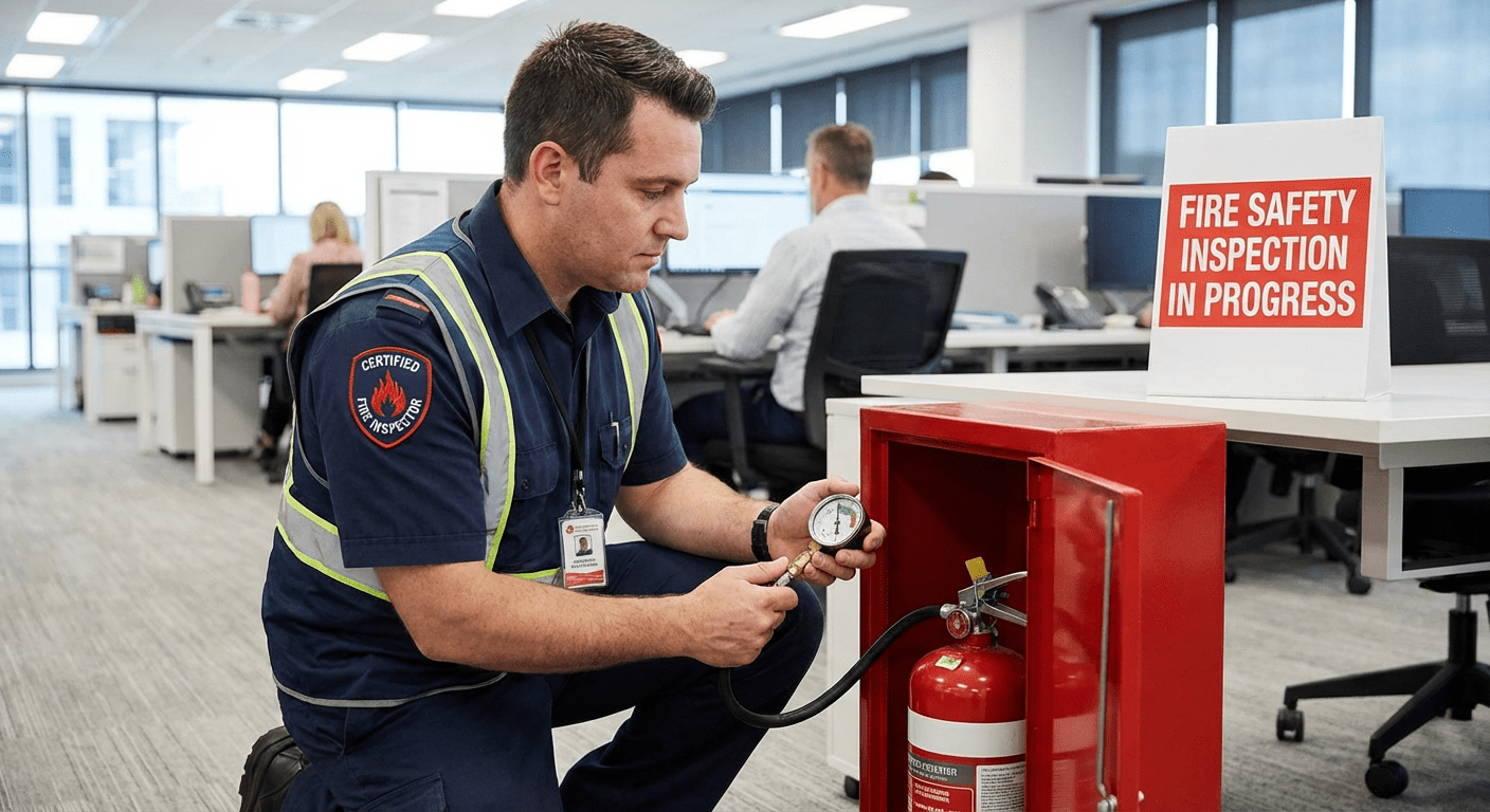 Verification annuelle des extincteurs de bureau par un technicien