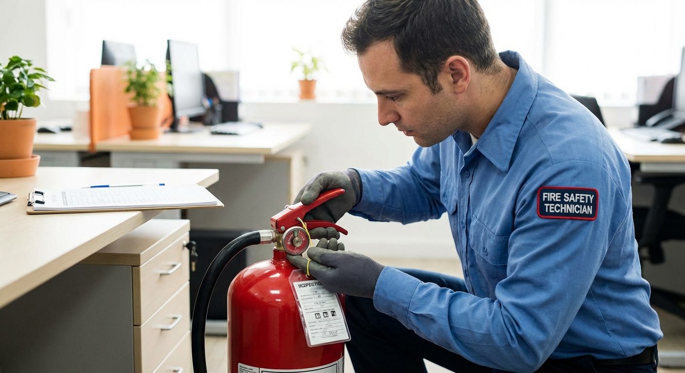 Vérification extincteur entreprise Vénissieux technicien